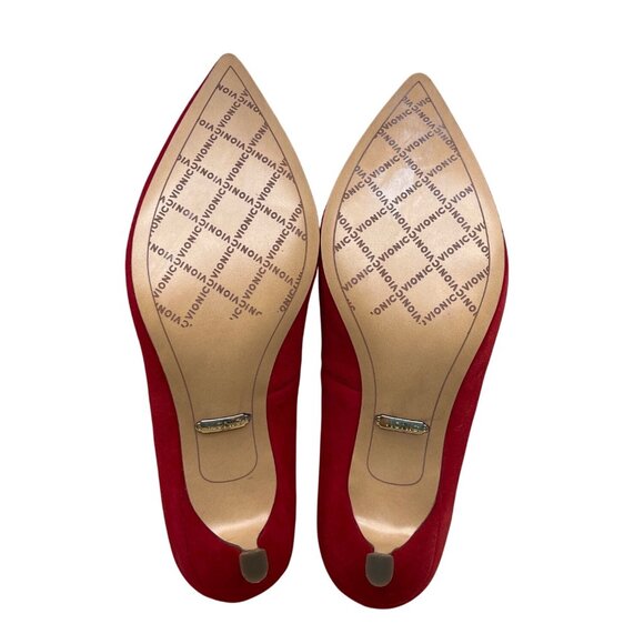 Vionic Red Suede Josie Orthotic Kitten Heel Pointed Toe Pumps Size 5 - Picture 7 of 8